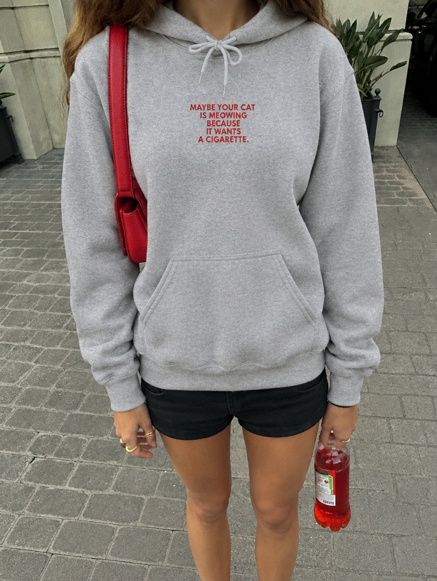 ONA – Cats Cigarette Hoodie, lifestyle photo