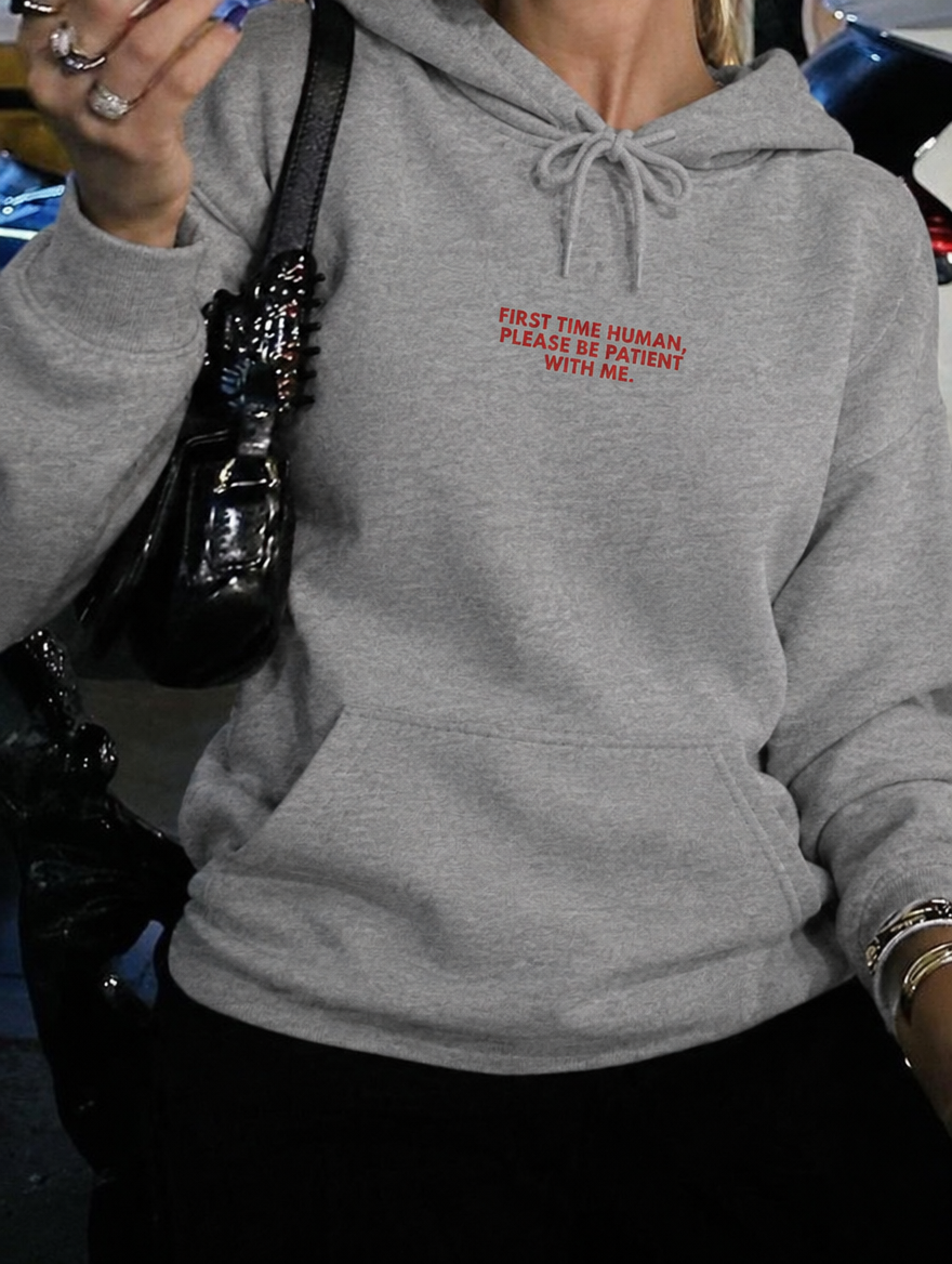 ONA – First Time Human Hoodie, lifestyle photo