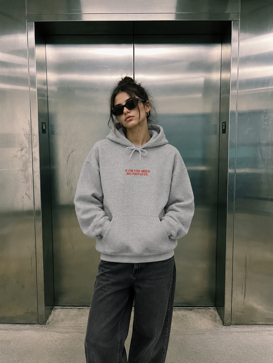 ONA – Go Find Less Hoodie, lifestyle photo on model