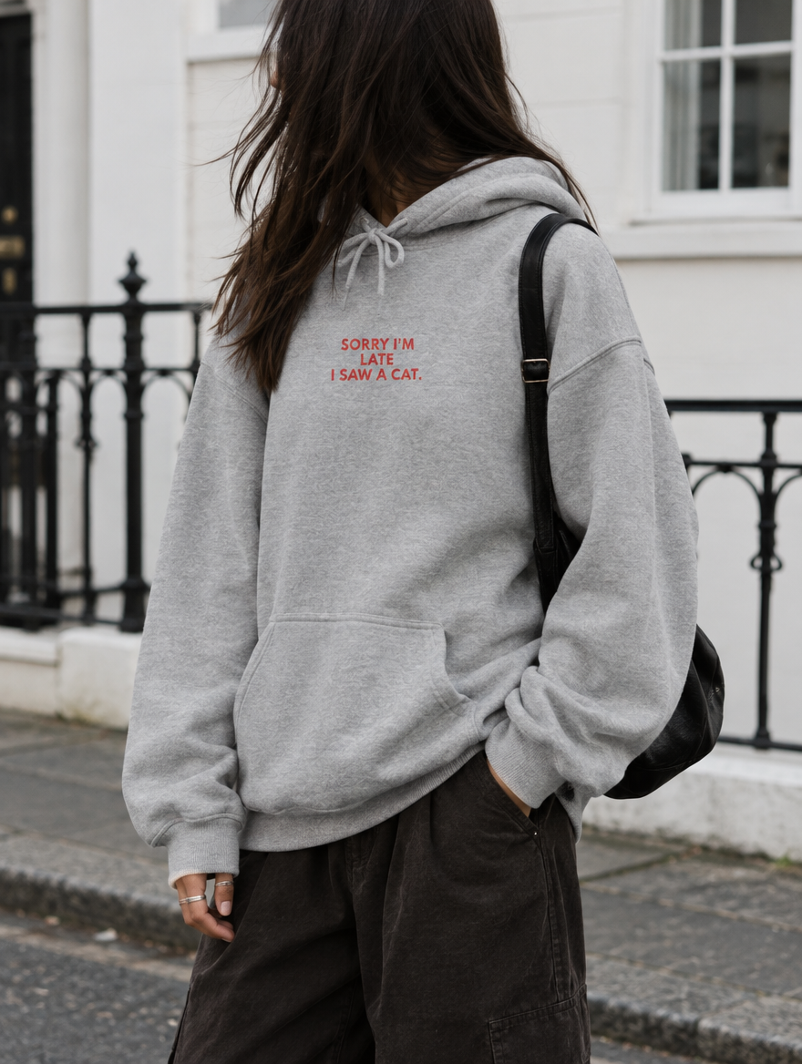 ONA – Saw A Cat Hoodie, lifestyle photo